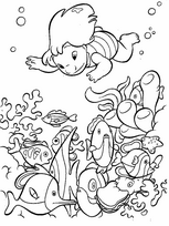 coloriage Lilo et stitch nage sous l eau